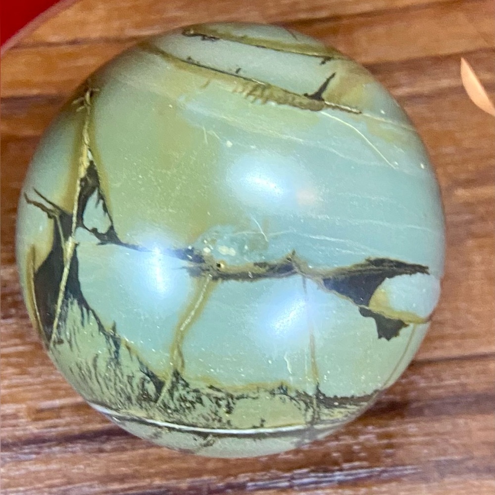 High Quality Polished Septarian Sphere w/ Wooden Stand - Picture 5 of 10